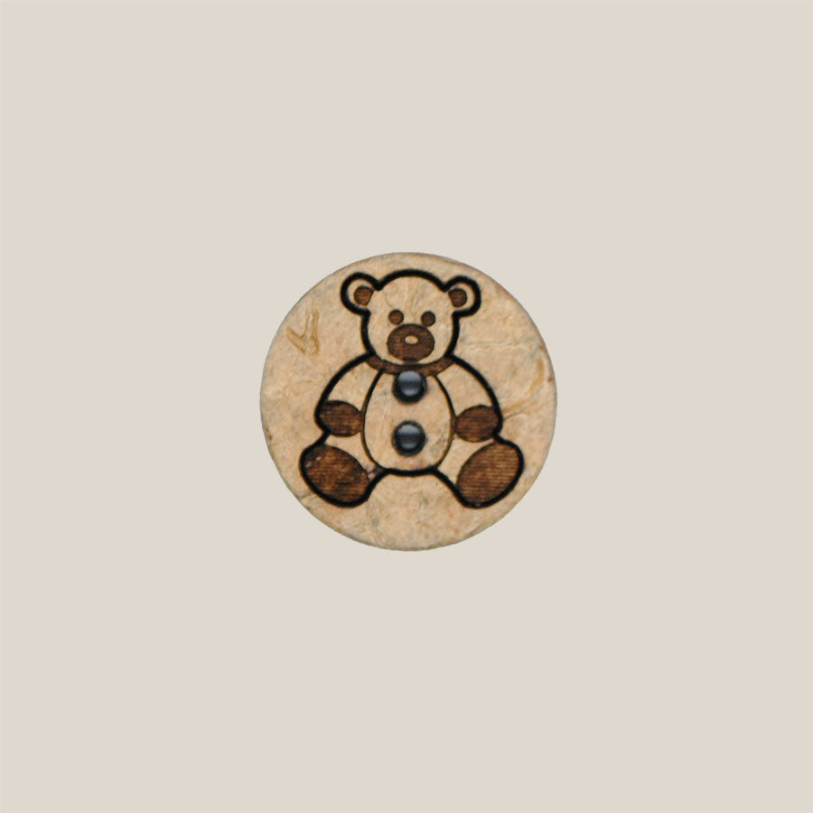 Natur kokus knap med bamse motiv