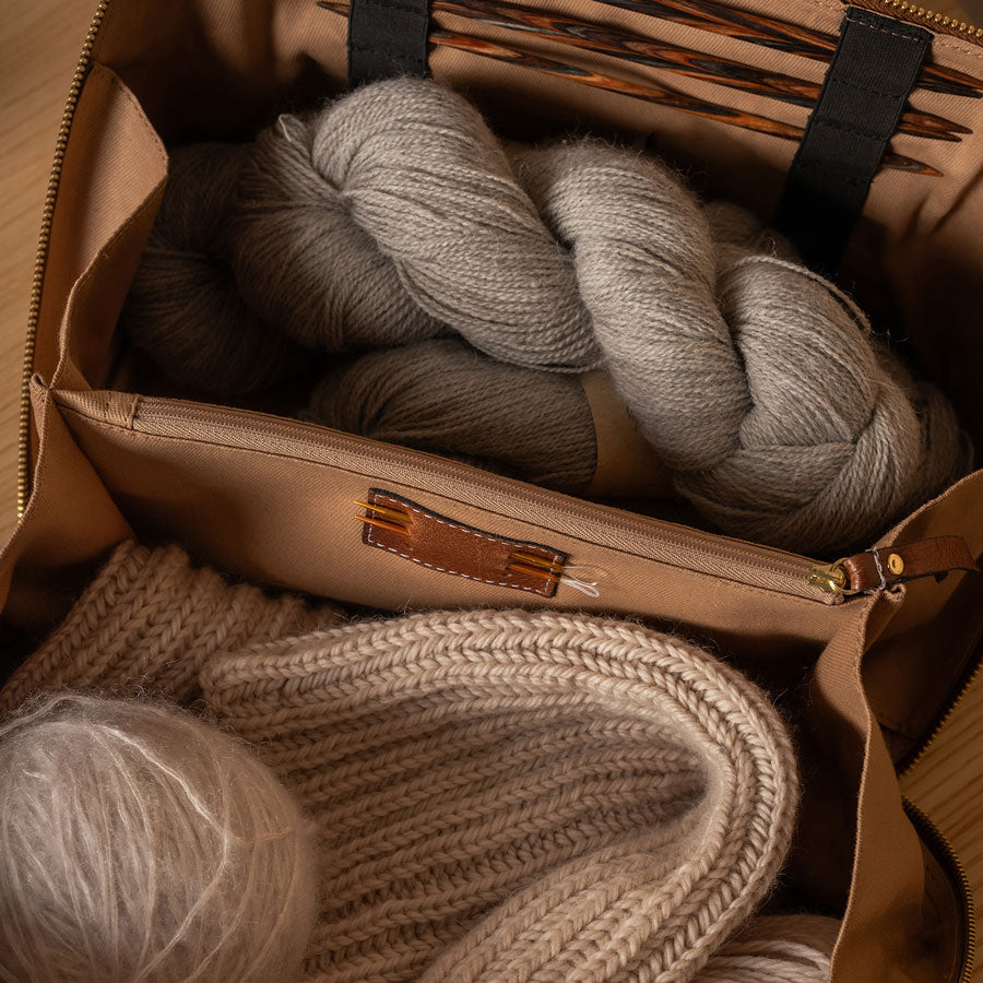 Re.designed Projekt 10 - stor strikketaske til opbevaring af garn, strikkepinde og tilbehør